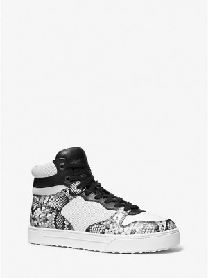 Michael Kors Barett Snake Embossed Leather High-Top Miesten Tennarit OPTIC WHITE/BLK | FIKOJ2266