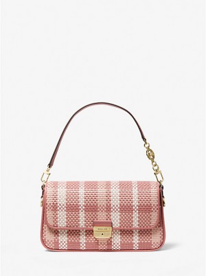 Michael Kors Bradshaw Small Woven Leather Convertible Naisten Olkalaukku Pinkki | FIAHS1181