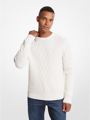 Michael Kors Cable Knit Miesten Villapaita BONE | FIPJL2241