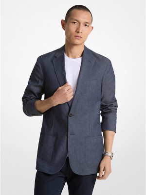 Michael Kors Chambray Blazer Miesten Takki MIDNIGHT | FITCU2175