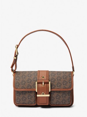 Michael Kors Colby Medium Empire Signature Logo Naisten Olkalaukku BROWN/LUGGAGE | FIYXJ1186