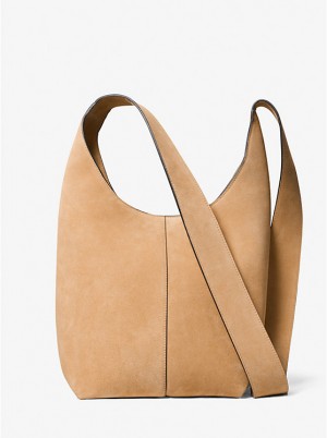 Michael Kors Dede Medium Suede Hobo Naisten Olkalaukku CAMEL | FIRVM1195