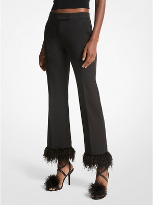 Michael Kors Detachable Feather Trim Stretch Crepe Naisten Housut Mustat | FILIX1433