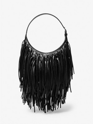 Michael Kors Dyan Small Fringed Leather Naisten Olkalaukku Mustat | FIDFI1204