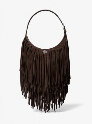 Michael Kors Dyan Small Fringed Suede Naisten Olkalaukku Suklaa | FIFDO1205