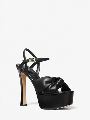 Michael Kors Elena Leather Platform Naisten Sandaalit Mustat | FIDFA1855