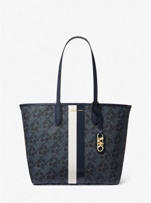 Michael Kors Eliza Large Empire Signature Logo Stripe Naisten Tote ADMRL/PLBLUE | FIILQ1251