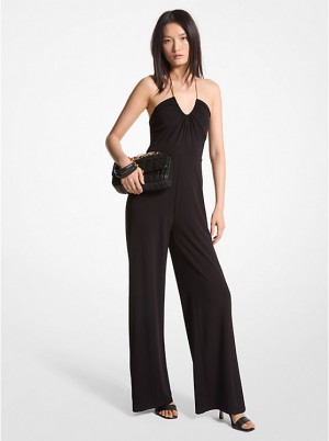 Michael Kors Embellished Stretch Matte Jersey Halter Jumpsuit Naisten Mekko Mustat | FIYXD1290