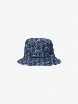 Michael Kors Empire Logo Jacquard Denim Bucket Naisten Hattu RINSE | FICTN1005