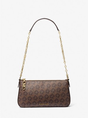 Michael Kors Empire Medium Chain-Link Pochette Naisten Olkalaukku BROWN/LUGGAGE | FIGSP1206