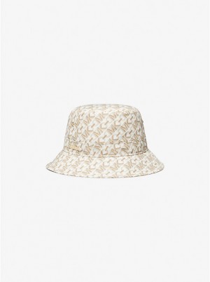 Michael Kors Empire Signature Logo Print Bucket Naisten Hattu BONE | FIVRM1006