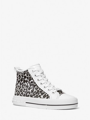 Michael Kors Evy Leopard Print Calf Hair High-Top Naisten Tennarit Mustat | FIFDY1985