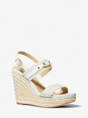 Michael Kors Farrah Signature Logo Wedge Naisten Sandaalit VANILLA | FITFI1863