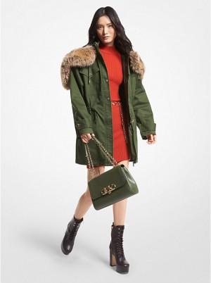 Michael Kors Faux Fur Trim Stretch Cotton Anorak Naisten Takki JADE | FINWF1372