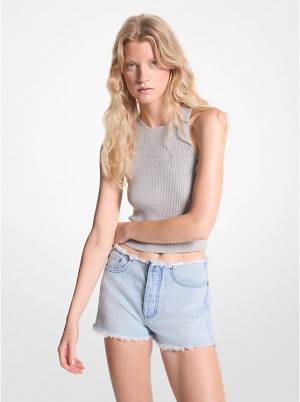 Michael Kors Frayed Denim Naisten Shortsit Sininen Pesu | FIQMS1451