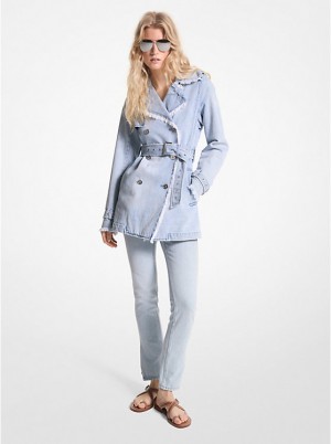 Michael Kors Frayed Denim Trench Coat Naisten Takki Sininen Pesu | FICTZ1378