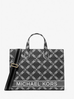 Michael Kors Gigi Large Empire Logo Jacquard Naisten Tote BLACK/WHITE | FIOKW1252