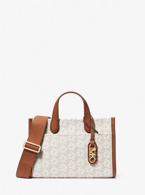 Michael Kors Gigi Small Empire Signature Logo Naisten Messenger Laukku VANILLA/LUGGAGE | FIXYK1160