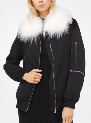 Michael Kors Goat Hair Collar Bomber Naisten Takki Mustat | FIZUC1380