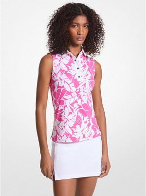 Michael Kors Golf Palm Print Tech Performance Sleeveless Naisten Pikeepaita CERISE | FIDFN1464