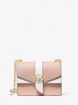 Michael Kors Greenwich Small Color-Block Logo and Saffiano Leather Naisten Crossbody Laukku BALLET MULTI | FIWNN1086