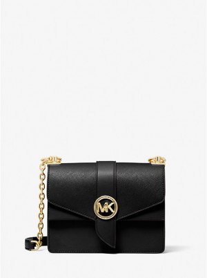 Michael Kors Greenwich Small Saffiano Leather Naisten Crossbody Laukku Mustat | FIQMM1087