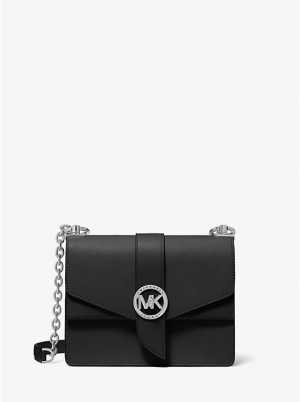 Michael Kors Greenwich Small Saffiano Leather Naisten Crossbody Laukku Mustat | FIQMM1088