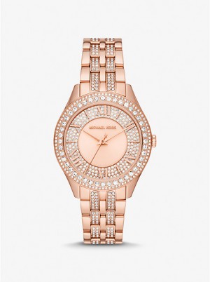 Michael Kors Harlowe Pavé Rose Gold-Tone Naisten Kello Pinkki Kultaiset | FIMQU1581