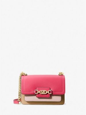 Michael Kors Heather Extra-Small Color-Block Leather Naisten Crossbody Laukku Punainen | FIWNQ1089