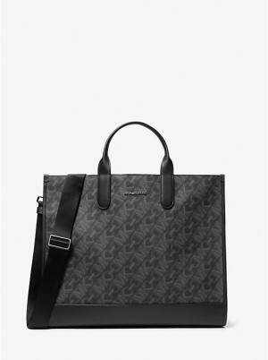 Michael Kors Hudson Empire Signature Logo Tote Miesten Matkalaukku Mustat | FIPJV2137