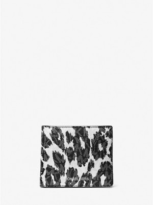 Michael Kors Hudson Leopard Logo Billfold Miesten Lompakko Mustat | FIJPC2163