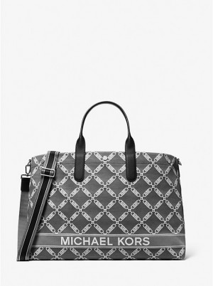 Michael Kors Hudson Oversized Empire Logo Jacquard Tote Miesten Matkalaukku Mustat | FIFDM2141