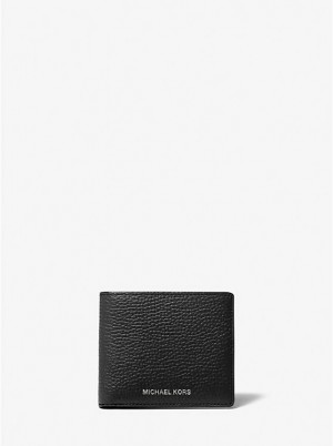 Michael Kors Hudson Pebbled Leather Slim Billfold Miesten Lompakko Mustat | FIDFM2167