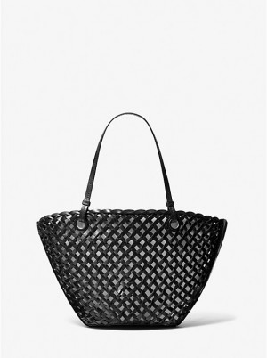 Michael Kors Isabella Medium Hand-Woven Leather Naisten Tote Mustat | FIFDU1257