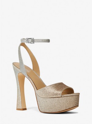 Michael Kors Jensen Glitter Platform Naisten Sandaalit SILV/PLGOLD | FIFDP1881