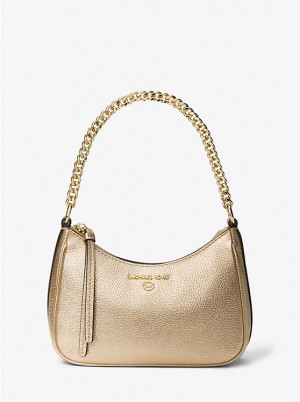 Michael Kors Jet Set Charm Small Metallic Pebbled Leather Pochette Naisten Olkalaukku Kultaiset | FINWZ1216