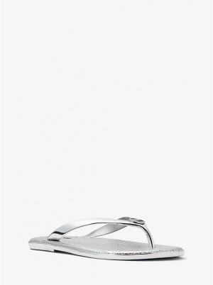 Michael Kors Jet Set Metallic Jelly Flip-Flop Naisten Sandaalit Hopea | FIJPD1884