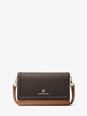 Michael Kors Jet Set Small Logo Smartphone Convertible Naisten Crossbody Laukku BRN/ACORN | FISGA1099