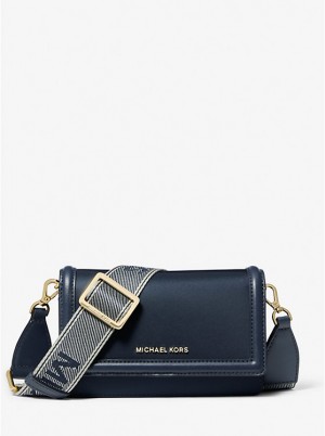 Michael Kors Jet Set Small Nylon Gabardine Smartphone Naisten Crossbody Laukku Laivastonsininen | FIDFS1100