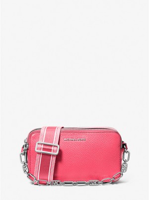 Michael Kors Jet Set Small Pebbled Leather Double-Zip Camera Naisten Crossbody Laukku GERANIUM | FIHAG1103