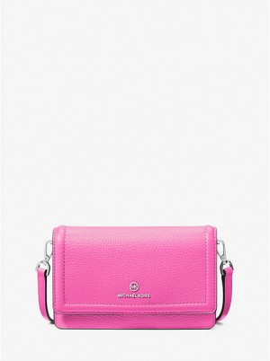 Michael Kors Jet Set Small Pebbled Leather Smartphone Convertible Naisten Crossbody Laukku CERISE | FIKOJ1105