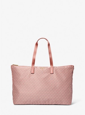 Michael Kors Jet Set Travel Large Signature Logo Print Woven Naisten Tote Pinkki | FIGSI1258