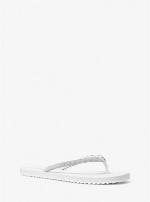 Michael Kors Jinx Crystal-Embellished Flip Flop Naisten Sandaalit Valkoinen | FILIG1886