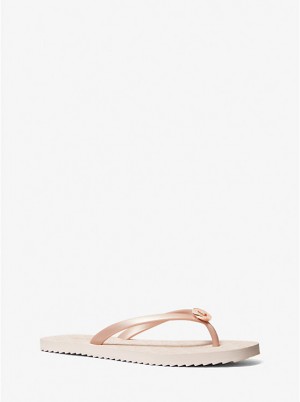 Michael Kors Jinx Logo Flip Flop Naisten Sandaalit ROSEGLD/BLLT | FIXYJ1888