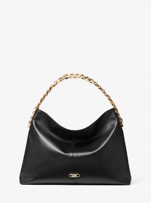 Michael Kors Jordyn Large Leather Hobo Naisten Olkalaukku Mustat | FIMQC1218