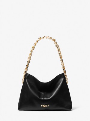 Michael Kors Jordyn Small Leather Naisten Olkalaukku Mustat | FIBEB1220