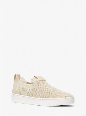 Michael Kors Juno Metallic Stretch Knit Slip-On Naisten Tennarit Kultaiset | FINWJ1996