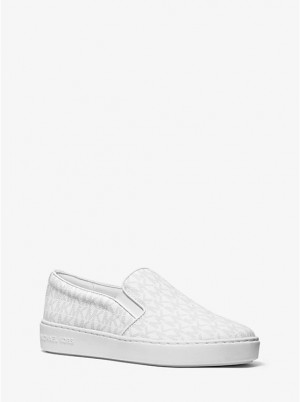 Michael Kors Keaton Logo Slip-On Naisten Tennarit BRIGHT WHT | FIMQL1998