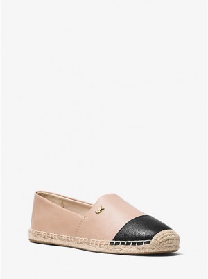 Michael Kors Kendrick Leather Slip-On Espadrille Naisten Matalat Kengät OYSTER/BLK | FILIA1693