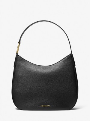 Michael Kors Kensington Large Pebbled Leather Hobo Naisten Olkalaukku Mustat | FIXYM1223